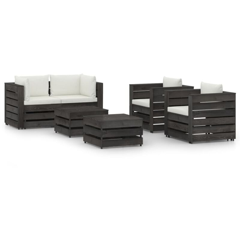 

YOUTHUP Muebles de jardín 6 piezas con cojines madera impregnada gris