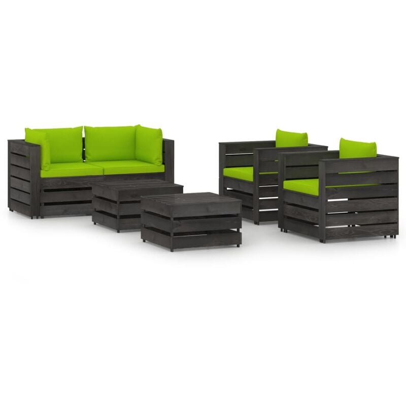 

Muebles de jardín 6 piezas con cojines madera impregnada gris - Youthup