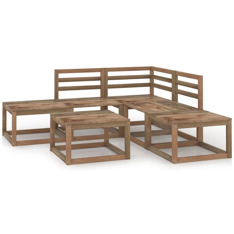 

Muebles de jardín 6 pzas cojines madera pino impregnada marrón - Marrón - Youthup