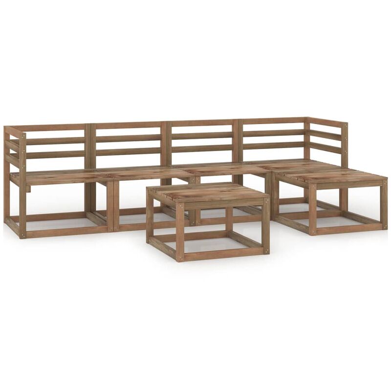 

Muebles de jardín 6 pzas cojines madera pino impregnada marrón - Marrón - Youthup