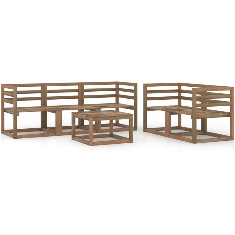 

Muebles de jardín 6 pzas marrón madera de pino impregnada - Marrón - Youthup