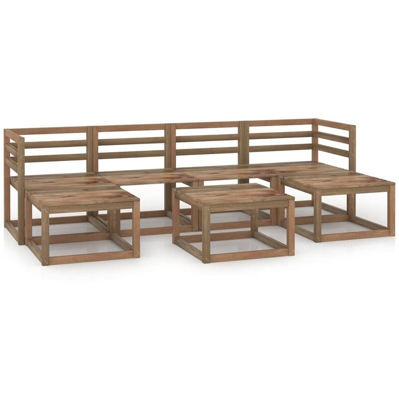 

Muebles de jardín 7 pzas madera de pino impregnado marrón - Marrón - Youthup