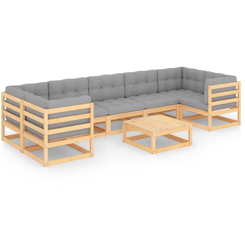 

YOUTHUP Muebles de jardín 8 piezas con cojines de madera de pino maciza - Marrón