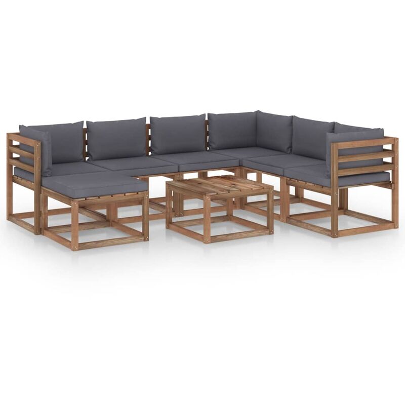 

YOUTHUP Muebles de jardín 8 piezas con cojines gris antracita - Marrón