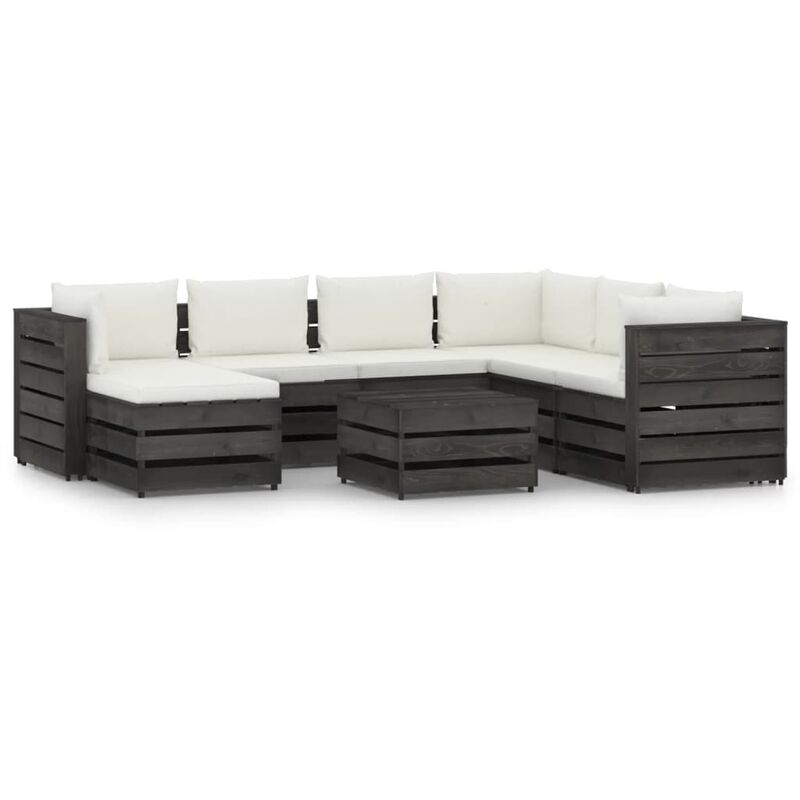 

YOUTHUP Muebles de jardín 8 piezas con cojines madera impregnada gris