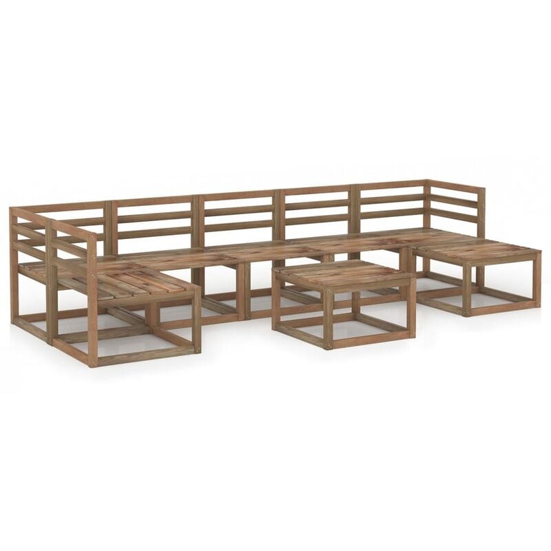 

Muebles de jardín 8 pzas cojines madera pino impregnada marrón - Marrón - Youthup