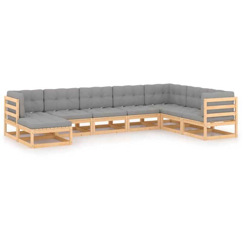

YOUTHUP Muebles de jardín 8 pzas con cojines madera de pino maciza - Marrón