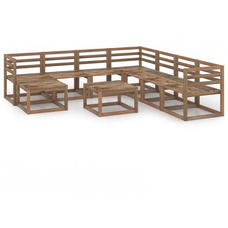 

Muebles de jardín 9 pzas cojines madera pino impregnada marrón - Marrón - Youthup