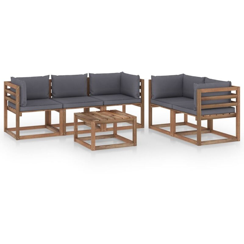 

YOUTHUP Muebles de jardín de 6 piezas con cojines antracita - Marrón
