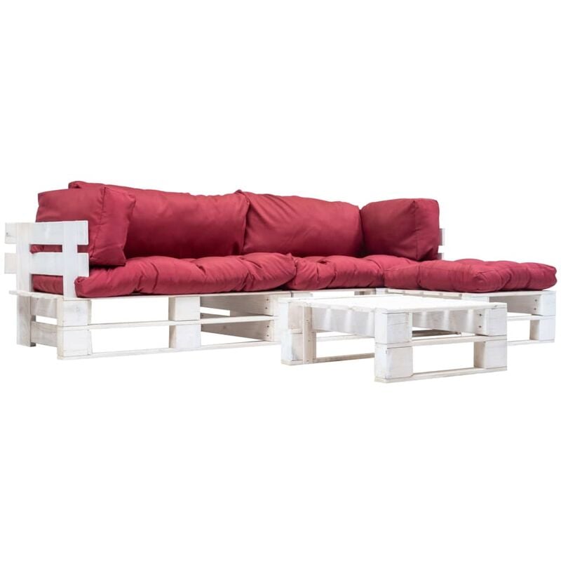 

YOUTHUP Muebles de jardín de palés cojines rojos madera verde 4 uds - Rojo