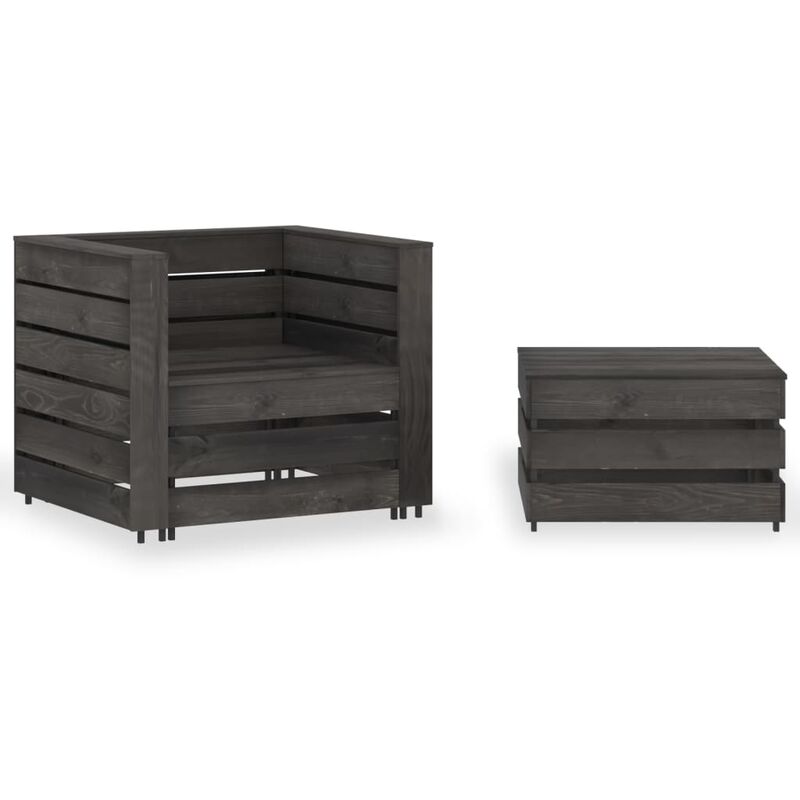 

Muebles de jardín palets 2 pzas madera de pino impregnada gris - Youthup