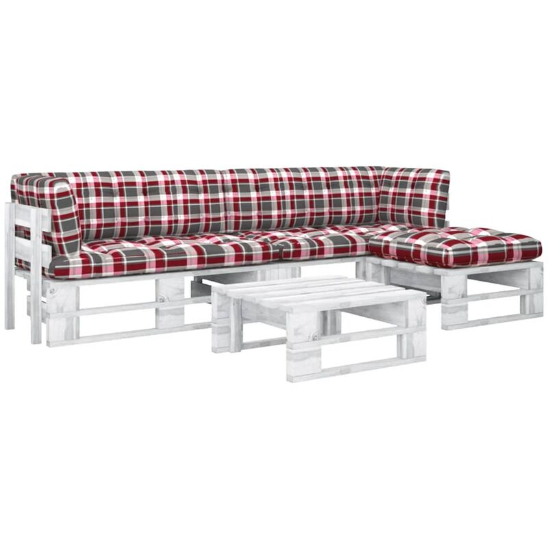 

Muebles de palets 4 pzas cojines madera pino impregnada blanco - Blanco - Youthup