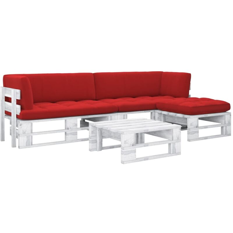 

Muebles de palets 4 pzas cojines madera pino impregnada blanco - Blanco - Youthup