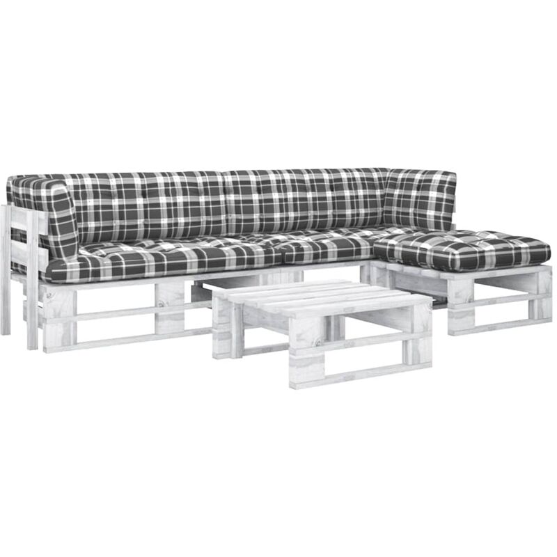 

YOUTHUP Muebles de palets 4 pzas cojines madera pino impregnada blanco - Blanco