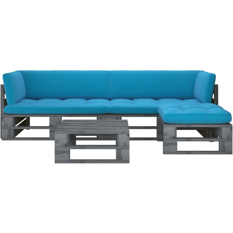 

Muebles de palets 4 pzas y cojines madera pino impregnada gris - Gris - Youthup