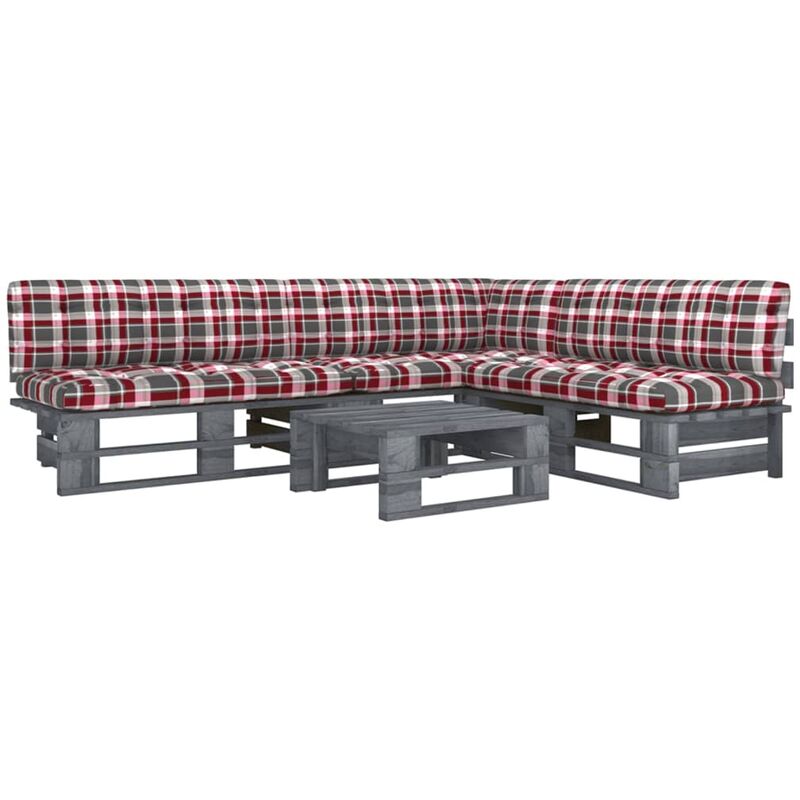 

Muebles de palets 4 pzas y cojines madera pino impregnada gris - Gris - Youthup