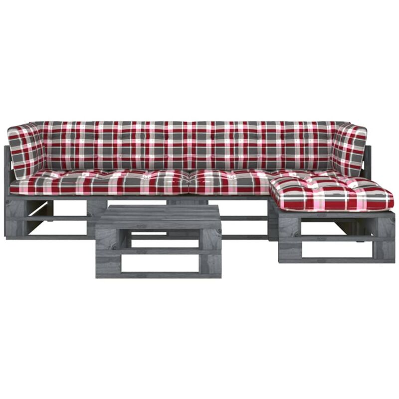 

Muebles de palets 4 pzas y cojines madera pino impregnada gris - Gris - Youthup