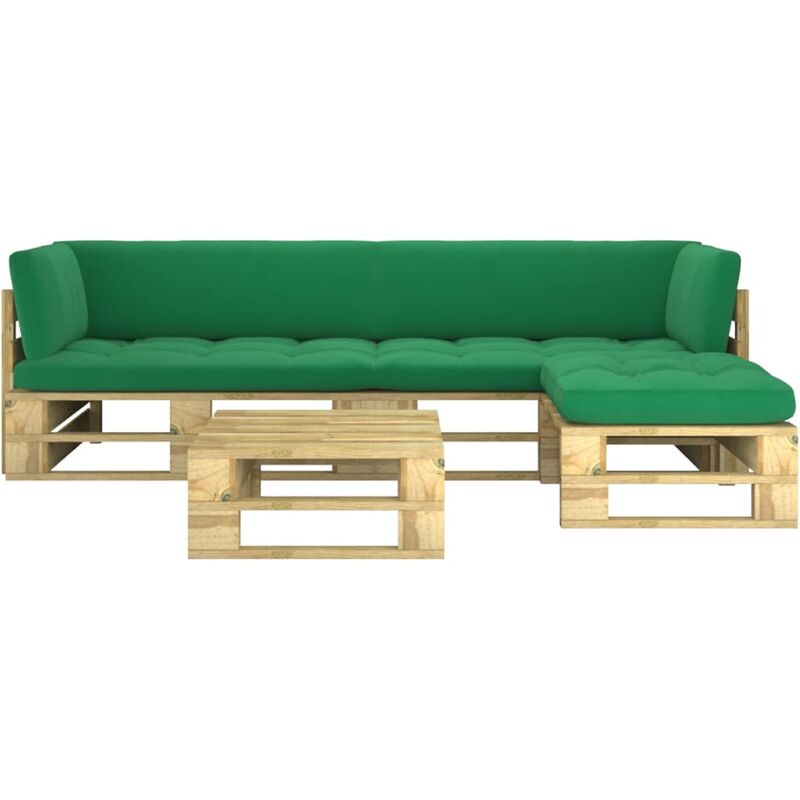 

Muebles de palets 4 pzas y cojines madera pino impregnada verde - Verde - Youthup