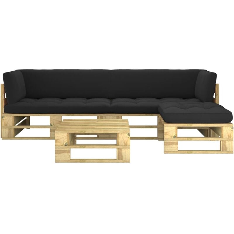 

Muebles de palets 4 pzas y cojines madera pino impregnada verde - Verde - Youthup