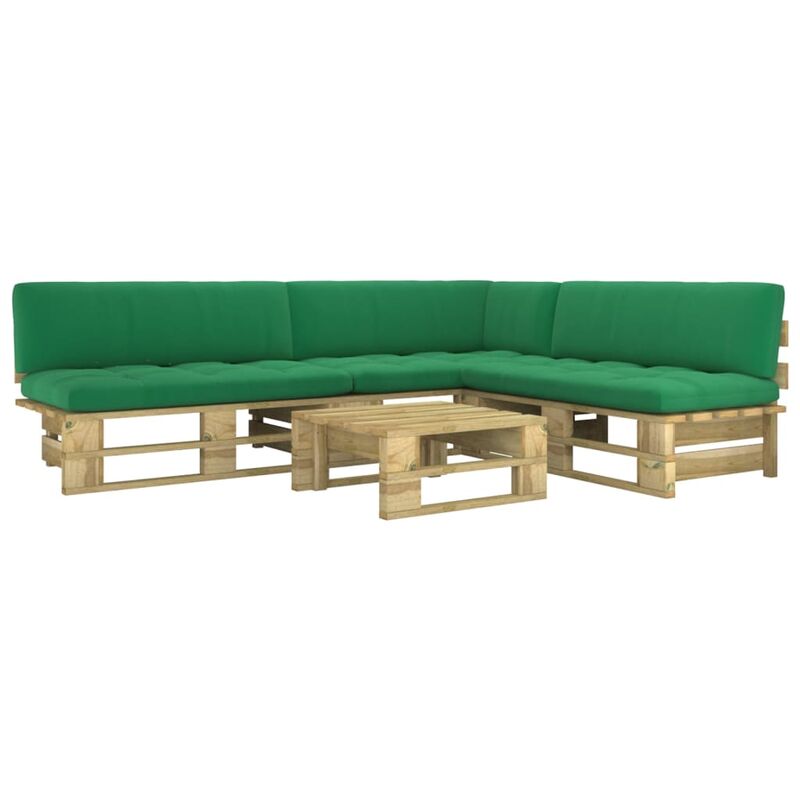 

YOUTHUP Muebles de palets 4 pzas y cojines madera pino impregnada verde - Verde