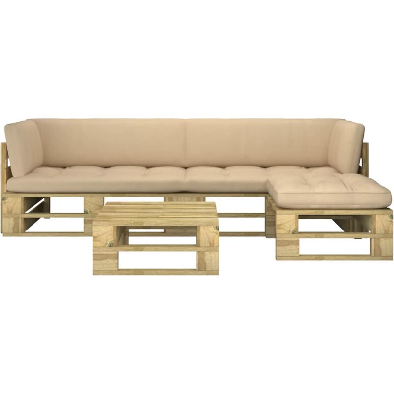 

Muebles de palets 4 pzas y cojines madera pino impregnada verde - Verde - Youthup
