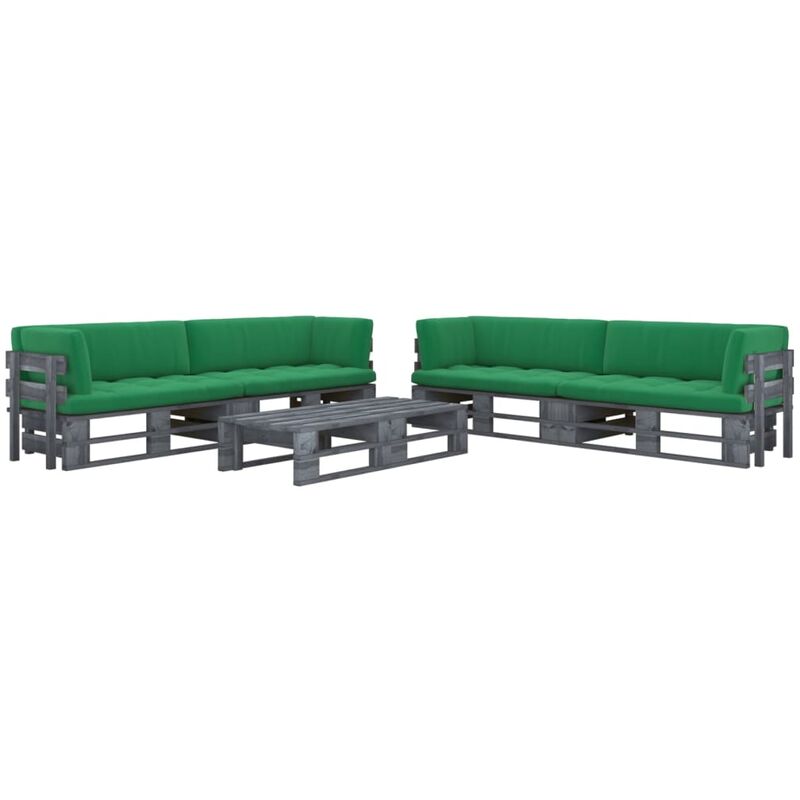 

Muebles de palets 6 pzas y cojines madera pino impregnada gris - Gris - Youthup