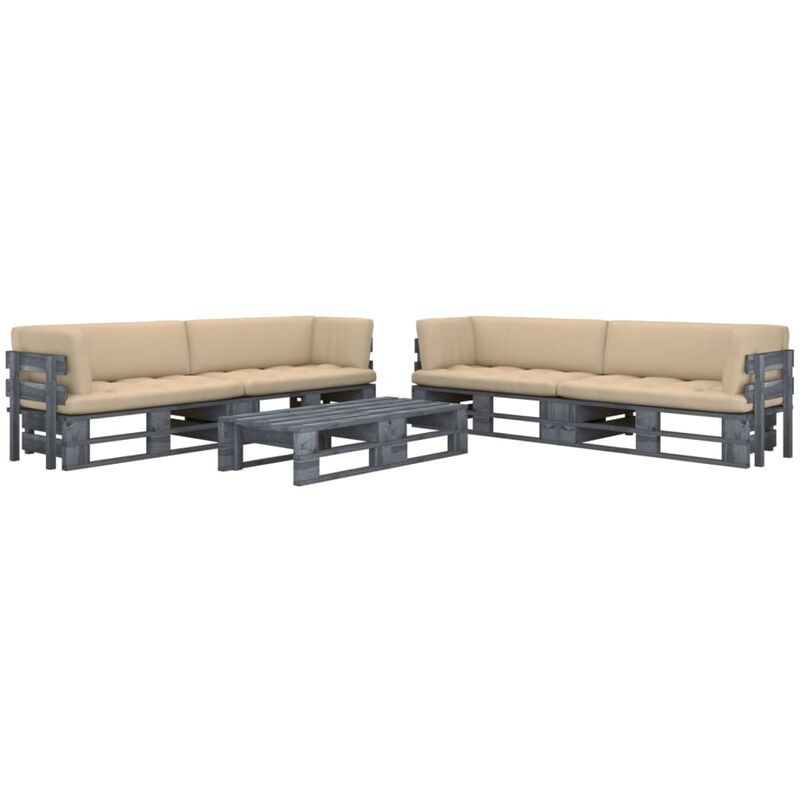 

YOUTHUP Muebles de palets 6 pzas y cojines madera pino impregnada gris - Gris