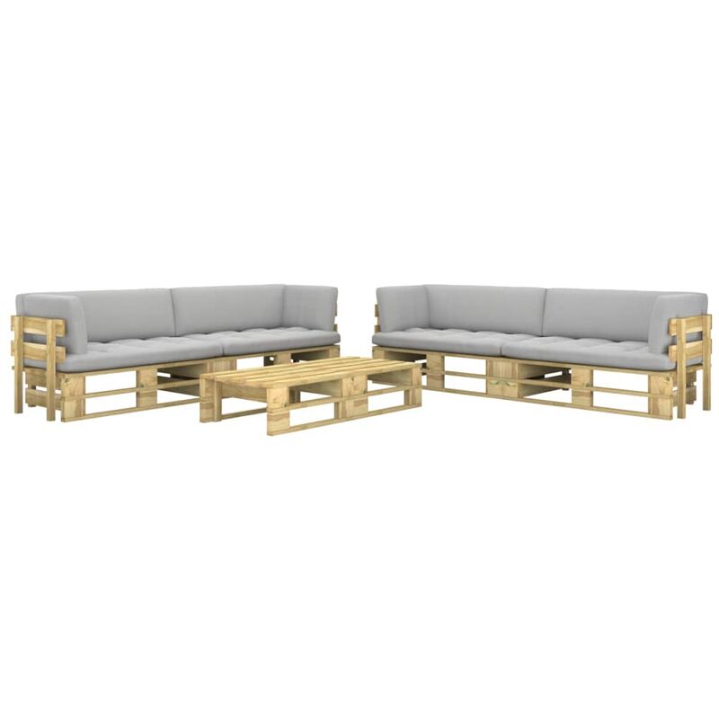 

Muebles de palets 6 pzas y cojines madera pino impregnada verde - Verde - Youthup