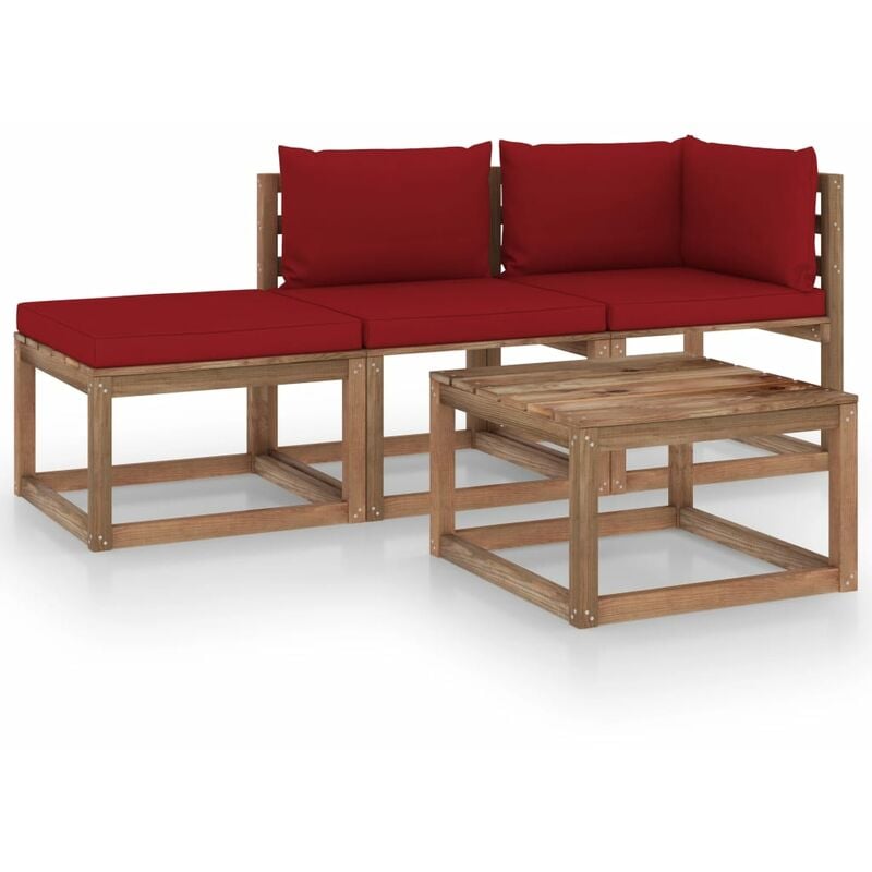 

Muebles de palets jardín 4 pzas cojines madera pino impregnado - Marrón - Youthup