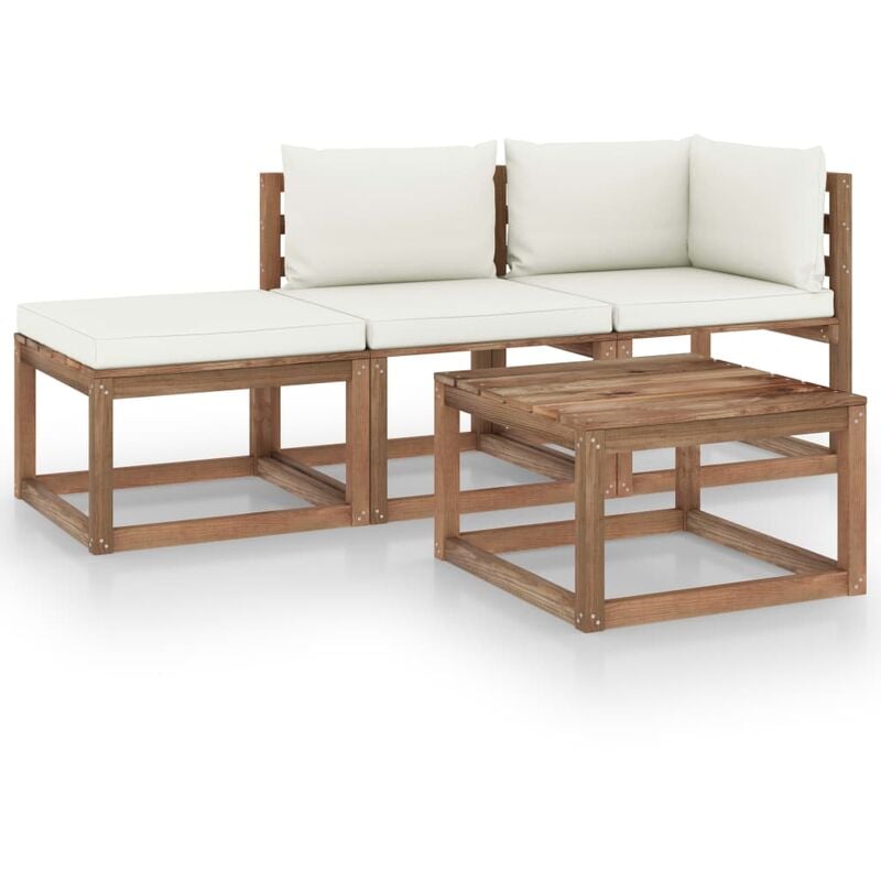 

Muebles de palets jardín 4 pzas cojines madera pino impregnado - Marrón - Youthup