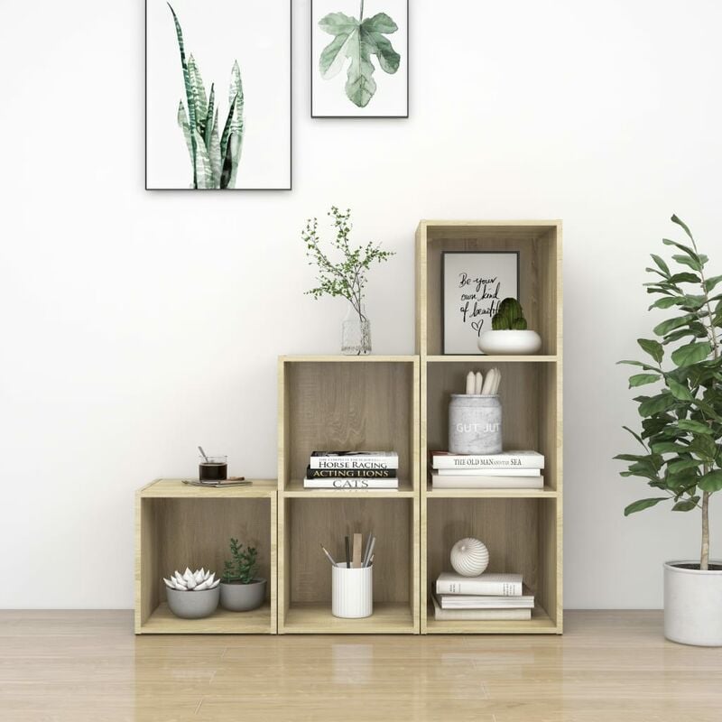 

Muebles de pared de TV 3 pzas aglomerado color roble Sonoma - Marrón - Youthup