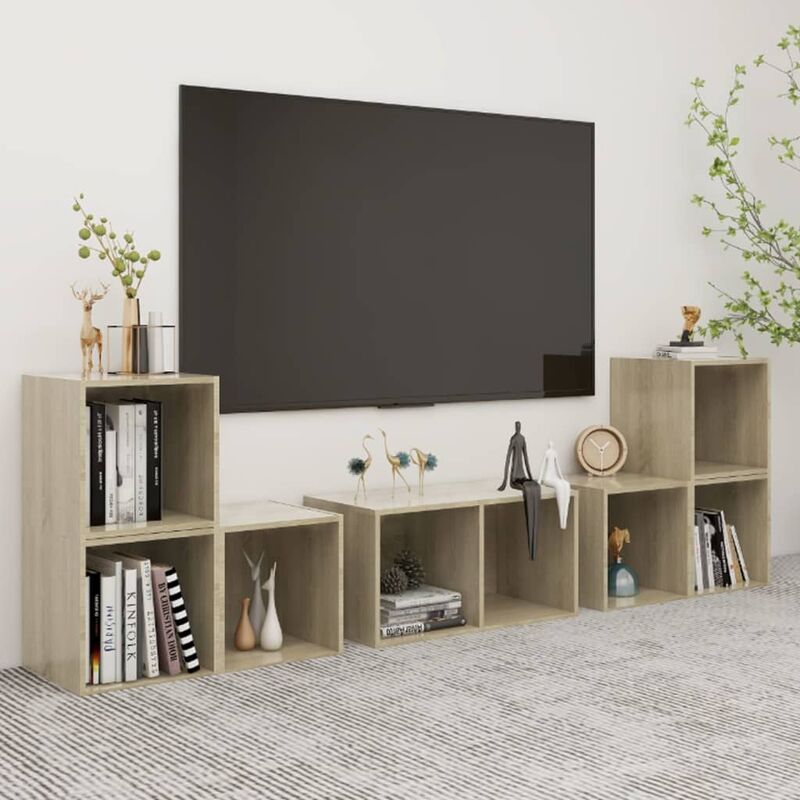 

YOUTHUP Muebles de pared de TV 6 pzas aglomerado color roble Sonoma - Marrón