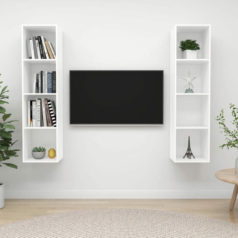 

Muebles de pared para TV 2 uds aglomerado blanco - Blanco - Youthup