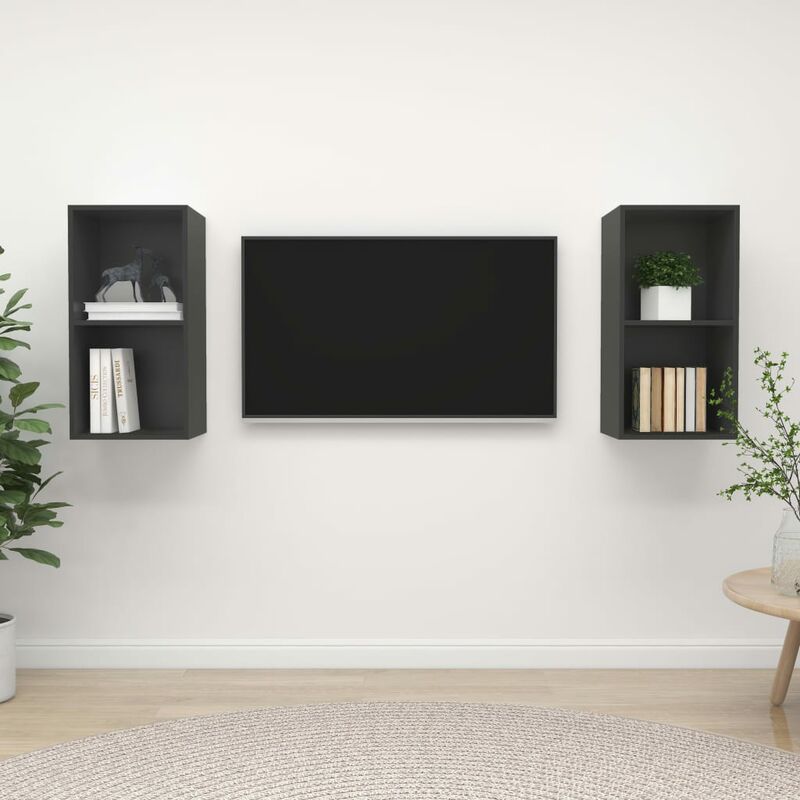 

Muebles de pared para TV 2 uds aglomerado gris - Gris - Youthup