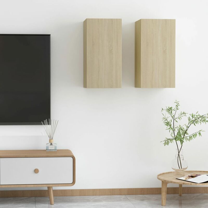 

YOUTHUP Muebles de TV 2 uds aglomerado color roble Sonoma 30,5x30x60 cm - Marrón