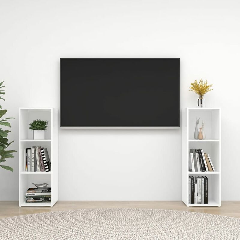 

Muebles para TV 2 uds aglomerado blanco 107x35x37 cm - Blanco - Youthup
