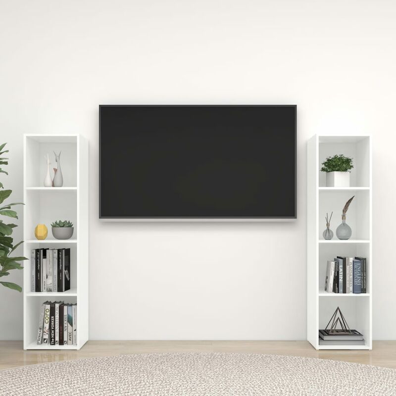

Muebles para TV 2 uds aglomerado blanco 142,5x35x36,5 cm - Blanco - Youthup