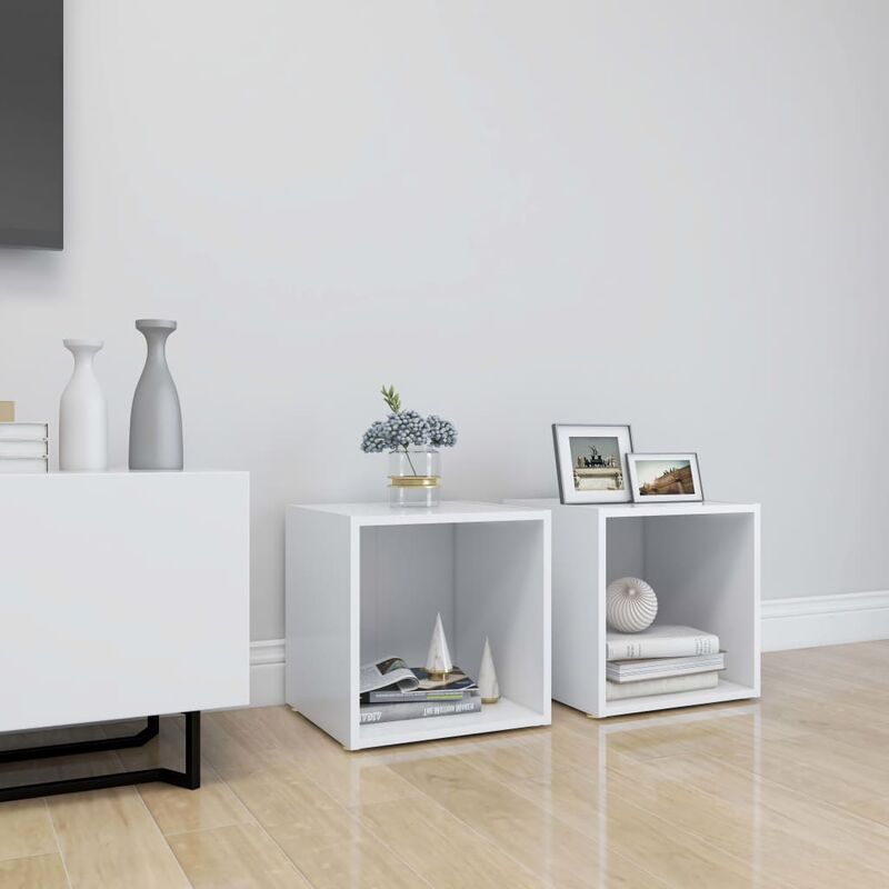 

Muebles para TV 2 uds aglomerado blanco 37x35x37 cm - Blanco - Youthup