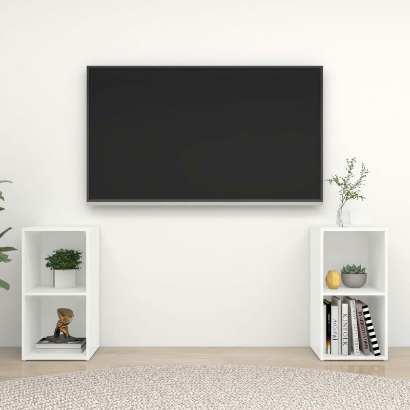 

Muebles para TV 2 uds aglomerado blanco 72x35x36,5 cm - Blanco - Youthup