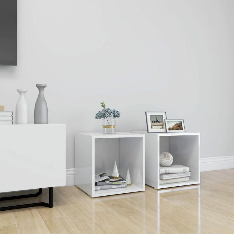 

Muebles para TV 2 uds aglomerado blanco brillante 37x35x37 cm - Blanco - Youthup