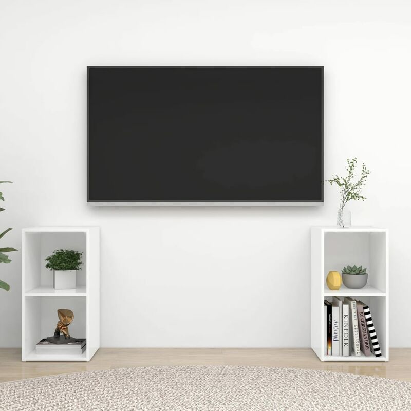 

Muebles para TV 2 uds aglomerado blanco brillante 72x35x36,5 cm - Blanco - Youthup