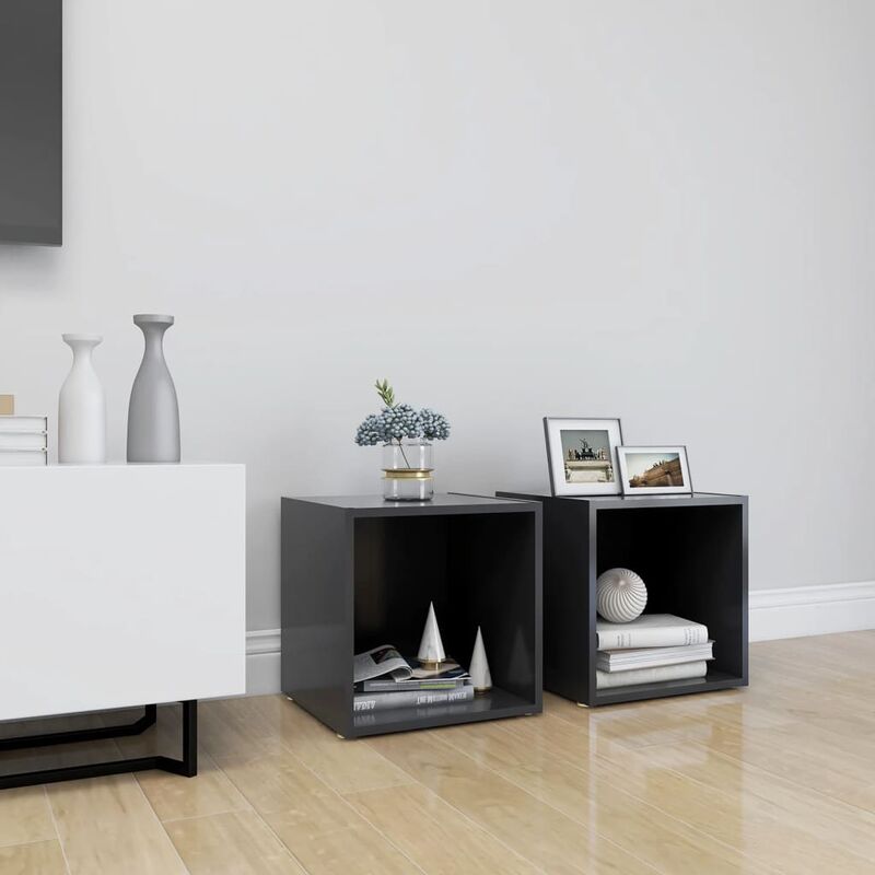 

Muebles para TV 2 uds aglomerado gris 37x35x37 cm - Gris - Youthup