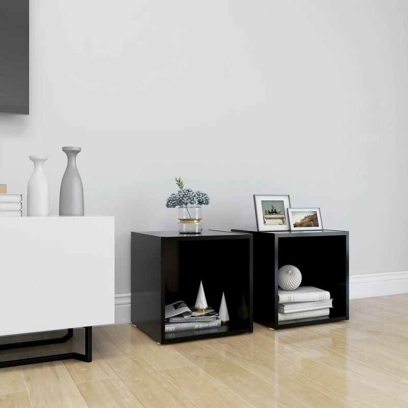 

Muebles para TV 2 uds aglomerado negro 37x35x37 cm - Negro - Youthup