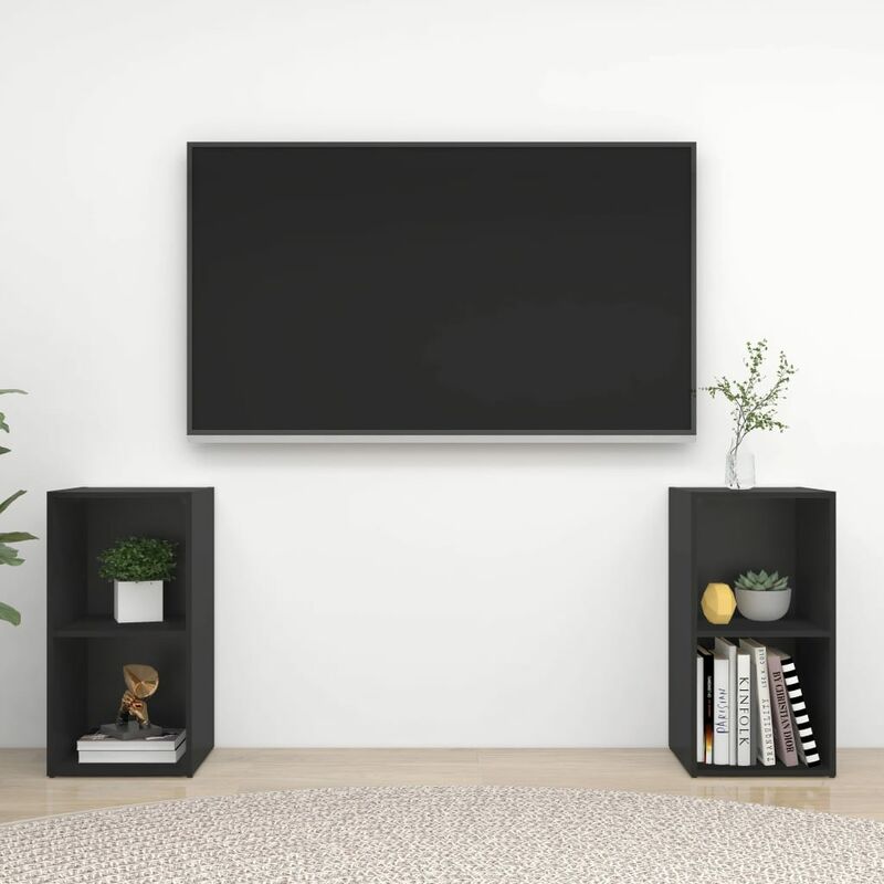 

Muebles para TV 2 uds aglomerado negro 72x35x36,5 cm - Negro - Youthup