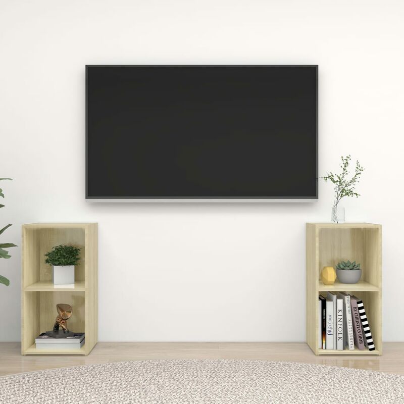 

Muebles para TV 2 uds aglomerado roble Sonoma 107x35x37cm - Marrón - Youthup