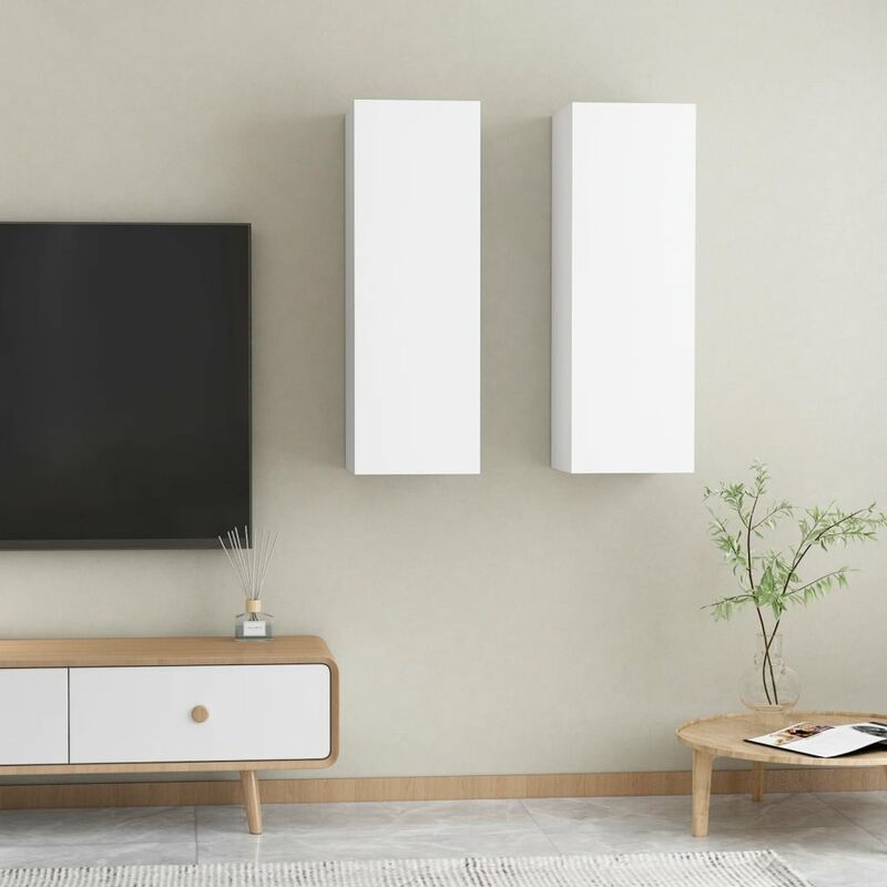

Muebles para TV 2 unidades aglomerado blanco 30,5x30x90 cm - Blanco - Youthup