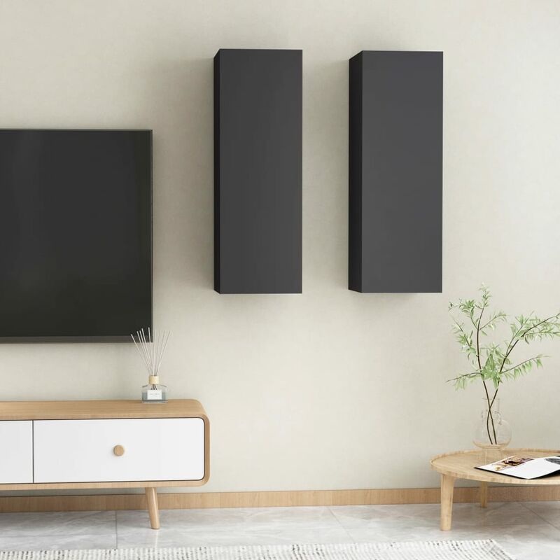 

Muebles para TV 2 unidades aglomerado gris 30,5x30x90 cm - Gris - Youthup
