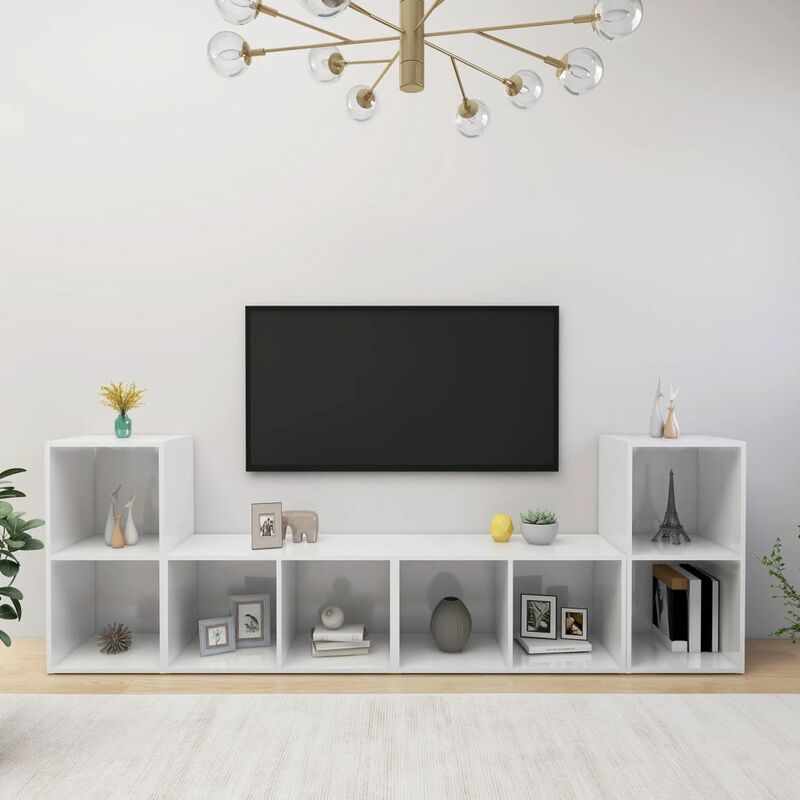 

Muebles para TV 4 uds aglomerado blanco brillante 72x35x36,5 cm - Blanco - Youthup