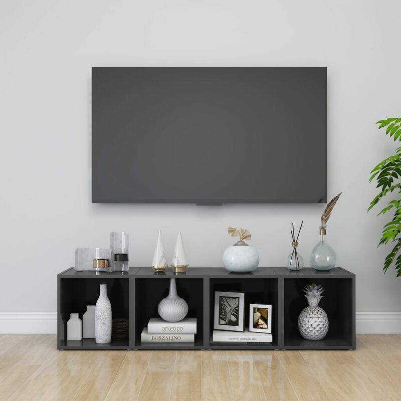 

YOUTHUP Muebles para TV 4 uds aglomerado gris brillante 37x35x37 cm - Gris