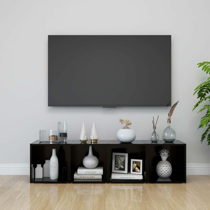 

Muebles para TV 4 uds aglomerado negro 37x35x37 cm - Negro - Youthup